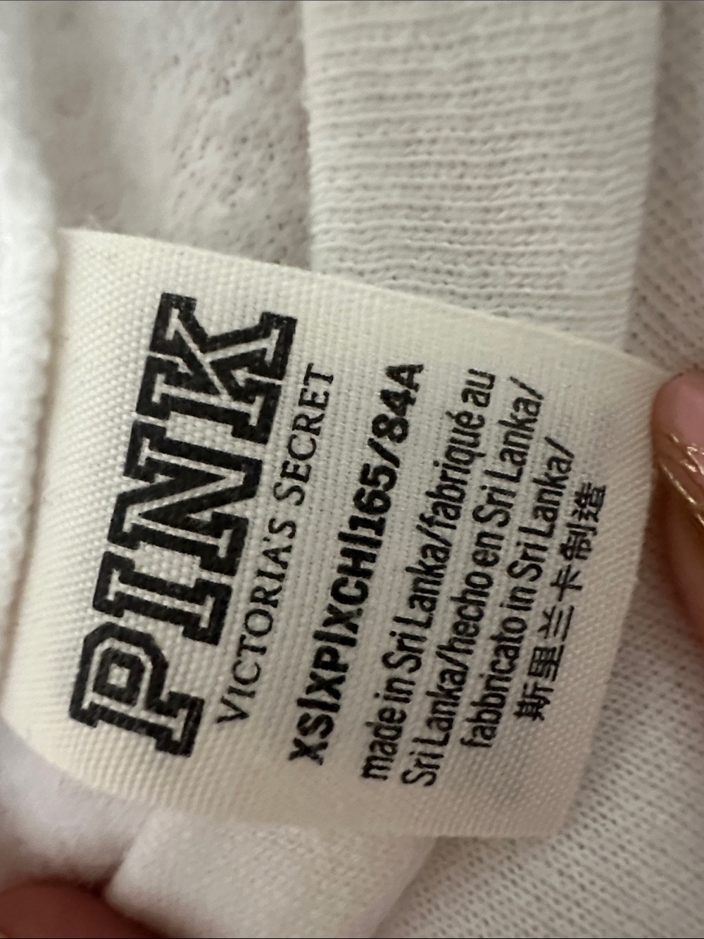 PINK Victoria's Secret White Long-Sleeve Tee with Blue-Outlined Logo - Picture 3 of 4
